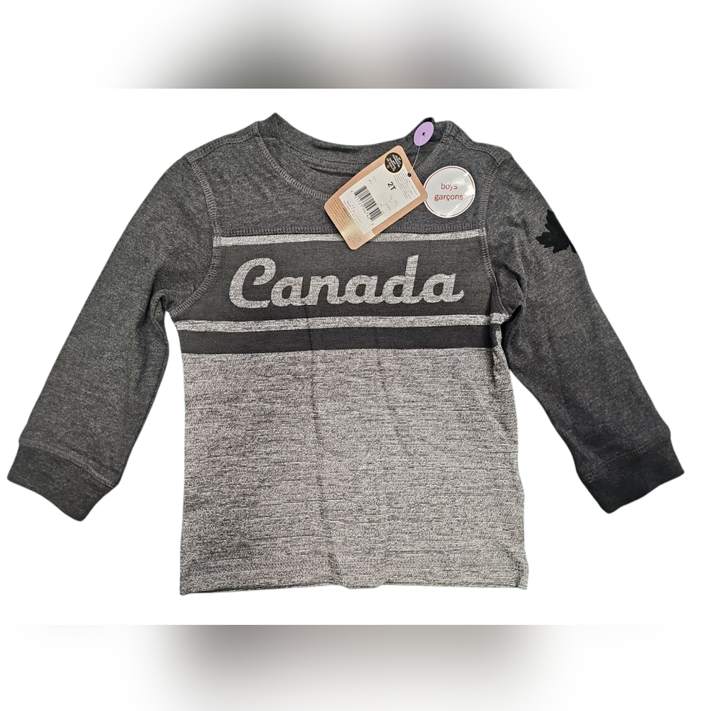 Canadiana Canada Kids Gray Long Sleeve Shirt Size 2T